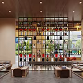 Elegant Clubhouse Interior Design With Wooden Wine Rack Sofas And Coffee Tables