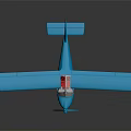 Blue Passenger Plane With Single Engine Long Wings Cockpit Windows And Reflection On Black Background 3d model