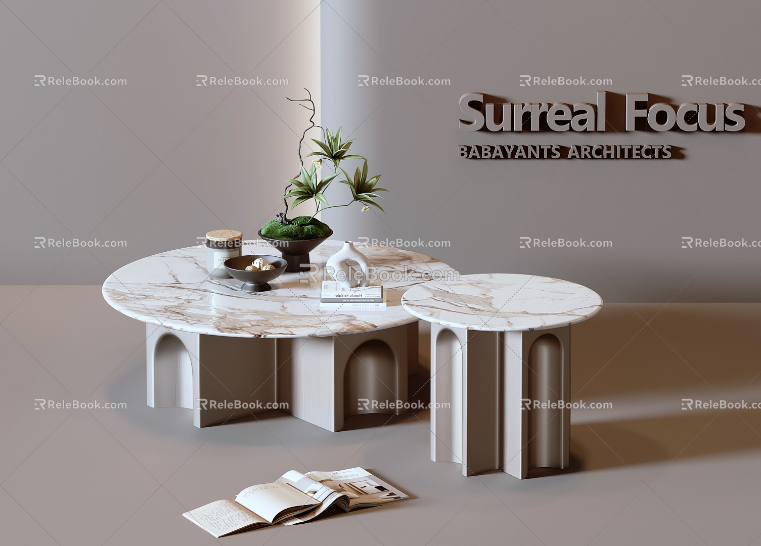 Coffee table round tea table 3d model