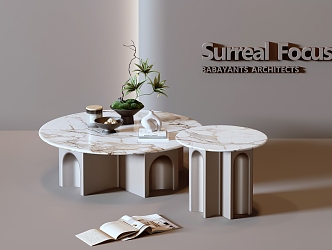 Coffee table round tea table 3d model