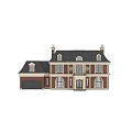 Elegant Detached House With Red Brick Exterior Dark Roof And Arched Windows