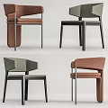 Modern Upholstered Dining Chairs With Brown Gray Colors And Metal Legs Design