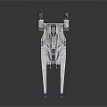 Interstellar Starfighter Spaceship With Twin Engines And Sleek Blue White Design