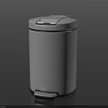 Silver Pedal Operated Trash Can With Lid For Home Bathroom Kitchen Use