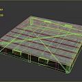 Building Platform Structure With Blue Metal Striped Surface And Wooden Base Construction 3d model