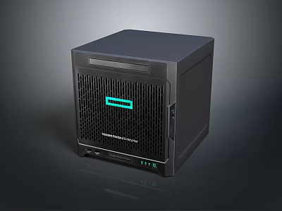 Sleek Black Desktop Computer Case With Mesh Front Panel Blue Logo And LED Indicators 3d model
