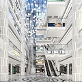 modern shopping mall lobby modern shopping mall lobby elevator sightseeing ladder glass elevator escalator rolling ladder chandelier glass roof glass handrail 3d model