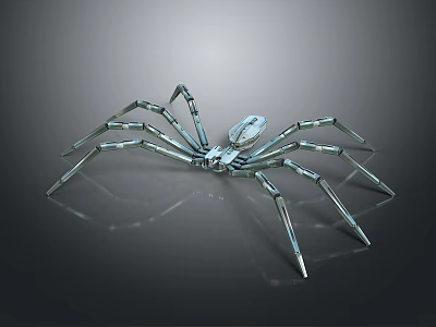 Mechanical Spider With Metallic Legs And Shiny Detailed Body Structure 3d model