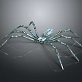 Mechanical Spider With Metallic Legs And Shiny Detailed Body Structure