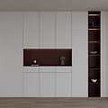 Modern Shoe Cabinet With White And Dark Brown Storage Design Display Shelves And Drawers