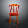 Traditional Wooden Chair With Spindle Back Red Finish And Sturdy Legs