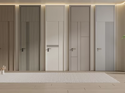 Modern Interior Swing Doors With Various Designs And Neutral Color Options 3d model