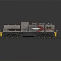 Gray Diesel Locomotive Train With Yellow Details And Red Design On Railway Track