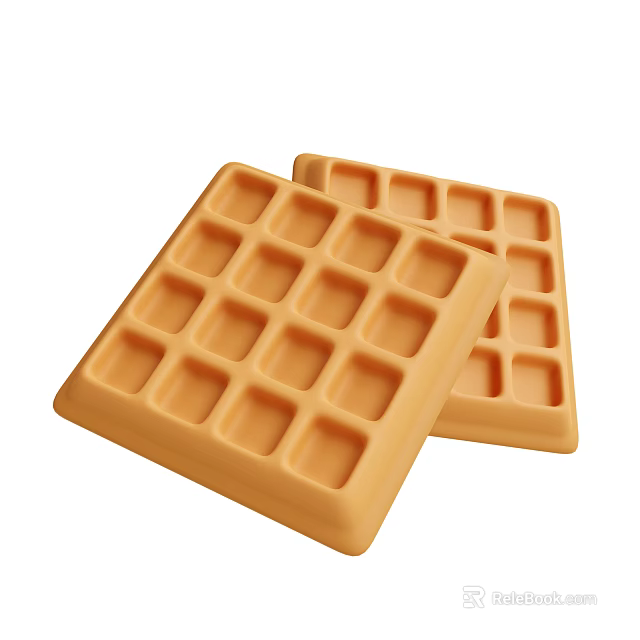 Two Silicone Waffle Molds With Square Grid Pattern For Homemade Baking 3d model 