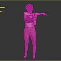 Woman Stretching Arms In Gray Sports Bra And Pink Leggings On Gray Background