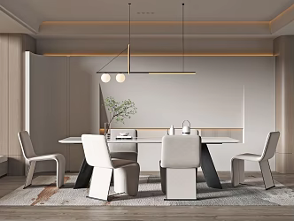 Quiet Restaurant Dining Table and Chair Combination 3d model