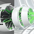 Sleek Futuristic Store Display Window Showcasing High Performance White Green Nike Running Sneakers