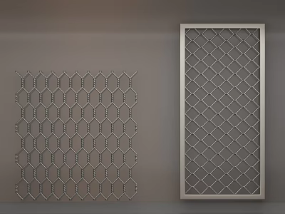 Modern Metal Mesh Decorative Panels With Hexagonal And Diamond Grid Patterns For Wall Decoration 3d model
