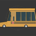 Yellow School Bus 3D Model With Blue Windows Black Roof And Passenger Seats