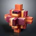 Modern Building Blocks Geometric Puzzle Wood Puzzle Toy 3d model