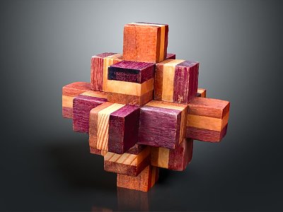 Modern Building Blocks Geometric Puzzle Wood Puzzle Toy 3d model