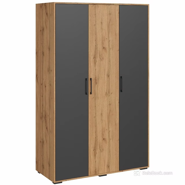 Modern Wooden Chest of Drawers with Black Panels and Simple Design 3d model 