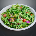 Fresh Healthy Salad Bowl With Leafy Greens Tomatoes And Purple Cabbage