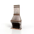 Vintage Fireplace Furniture Design With Metal Chimney And Wooden Decorative Details