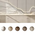 Modern Wall Design With Wave Lines Lighting And Marble Base Wood Color Samples