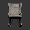 Modern Gray Upholstered Rocking Chair With Wooden Rocking Legs And Comfortable Design