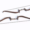 Two Traditional Wooden Bows With Curved Design And Metal Accents