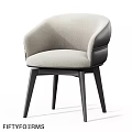 Modern Light Gray Fabric Upholstered Single Chair With Black Accent And Dark Wooden Legs