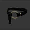 Black Leather Bracelet With Metal Ring Buckle And Two Rivets Minimalist Design
