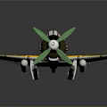 Vintage Style Toy Airplane With Green Propeller Red Marks And Yellow Wings