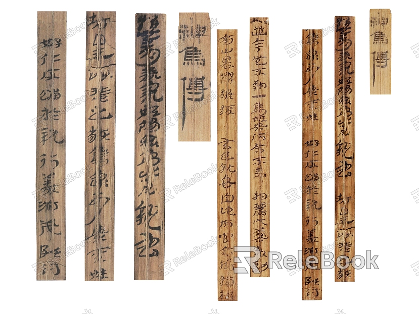 Bamboo Slips Book Slips Ancient Books Bamboo Pieces Bamboo Ancient Characters Oracle Bone inscriptions Bamboo Pieces Antiquities Book Characters model