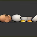 Chicken Eggs Displayed As Whole Broken Shells With Yolk And White Parts