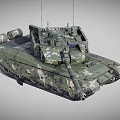 Military Camouflage Armored Tank With Main Gun Tracks And Antenna System