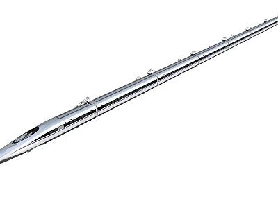 Modern Streamlined Silver High Speed Train Featuring Aerodynamic Front and Sleek Body 3d model
