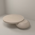 Modern Round Coffee Table With Cylindrical Base And Pebble Shaped Accent 3d model