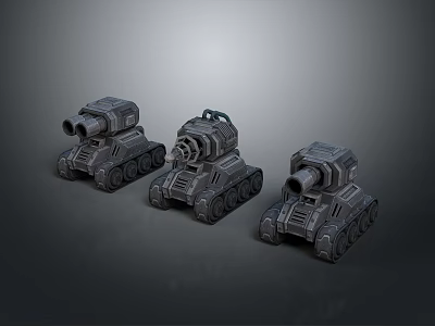 Detailed Military Vehicle Tank Models With Armored Body Tracked Wheels And Cannon Turrets 3d model