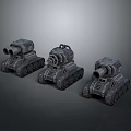 Detailed Military Vehicle Tank Models With Armored Body Tracked Wheels And Cannon Turrets