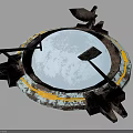 Futuristic Industrial Circular Structure With Blue Central Area And Orange Ring