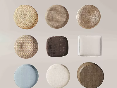 Assorted Decorative Household Cushions With Various Shapes Textured Materials And Colors 3d model