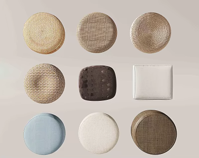 Assorted Decorative Household Cushions With Various Shapes Textured Materials And Colors 3d model