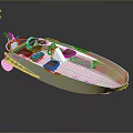 Small Recreational Boat With White Hull Brown Seats And Steering Wheel