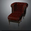 Red Tufted Velvet Armchair With Matching Ottoman And Gold Accent Dark Wood Legs