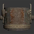 Vintage Worn Rusted Mechanical Device With Circular Component And Metal Parts