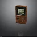Retro Game Boy Electronic Device With Wooden Design And Gaming Screen
