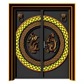 Light Luxury Gate Classical Dragon and Phoenix Carved Gate 3d model
