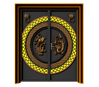 Light Luxury Gate Classical Dragon and Phoenix Carved Gate 3d model